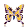 Elegant Enamel Butterfly Brooch With Purple Yellow Wings, Alloy Insect Lapel Pin Corsage Suit Accessory