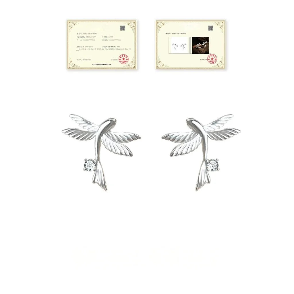 Flying Fish Carp Micro Pave Zircon Copper Stud Earrings Fashion Luxury Style