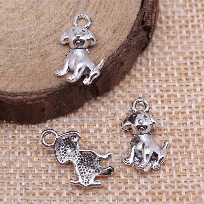 16x10mm 0.7g Antique Silver Zinc Alloy Dog Charm Pendant for DIY Necklace Bracelet Jewelry Making