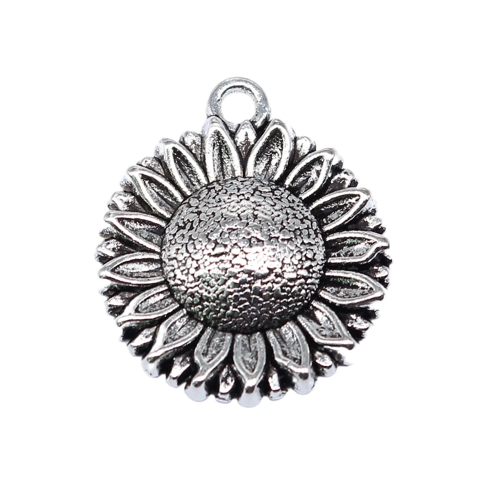 23x20mm 3.1g Antique Silver Zinc Alloy Sunflower Charm Pendant for DIY Necklace Bracelet Jewelry Making