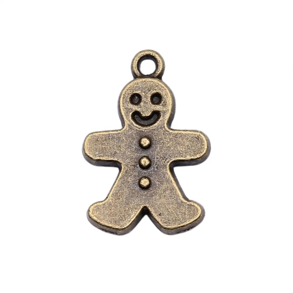 13x19mm 1g Multicolor Zinc Alloy Gingerbread Man Charm Pendant for DIY Necklace Bracelet Making