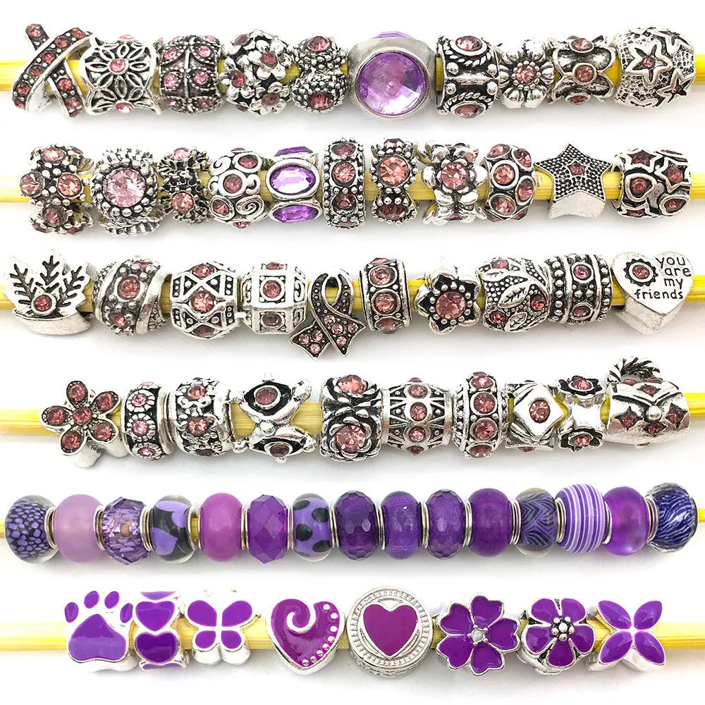 Rhinestone Zinc Alloy Large Hole Spacer Beads Loose Metal Beads for DIY Bracelet