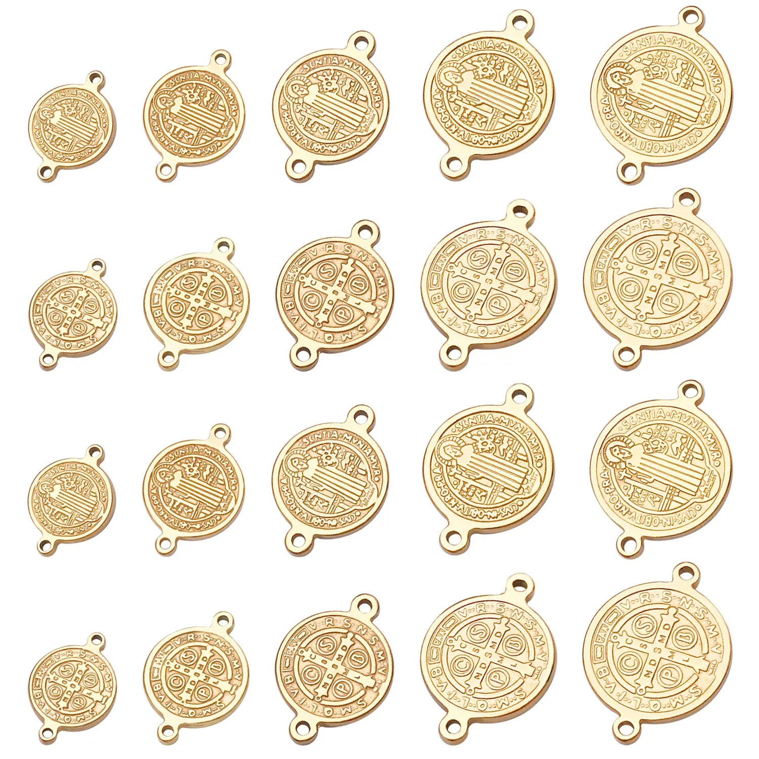 Gold Stainless Steel Round Cross Connector Charm Pendant for DIY Necklace Jewelry Making