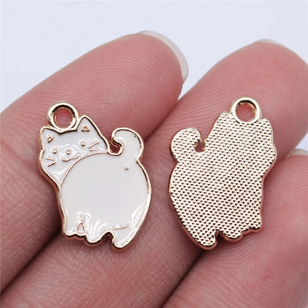 14x19mm 1.1g KC Gold Zinc Alloy Cat Charm Pendant for DIY Necklace Bracelet Jewelry Accessories