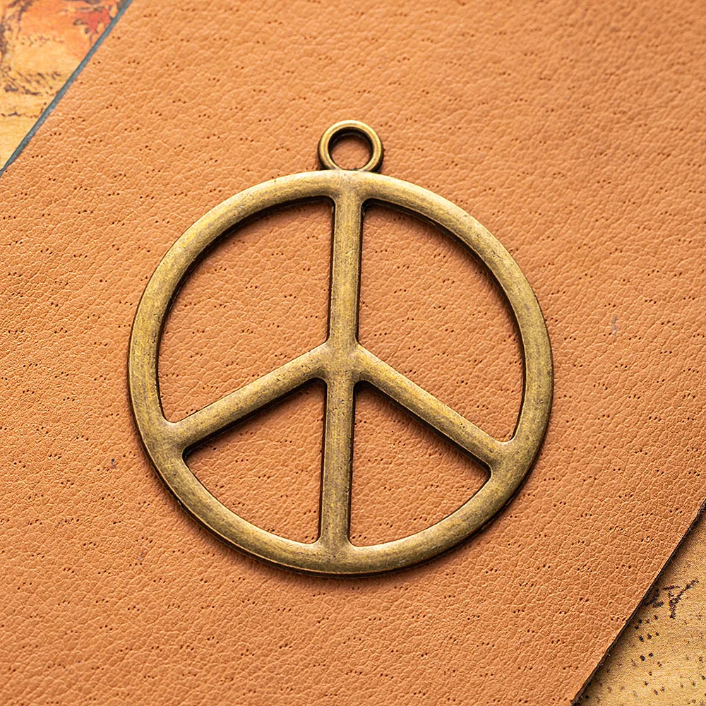 48x42MM Antique Silver Zinc Alloy Peace Sign Charm Pendant for DIY Necklace Bracelet Jewelry Making