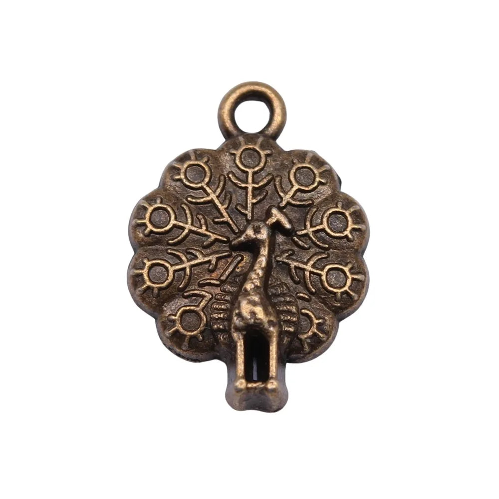 21x15mm 1.5g Multicolor Zinc Alloy Peacock Charm Pendant for Garment Accessories DIY Jewelry Making