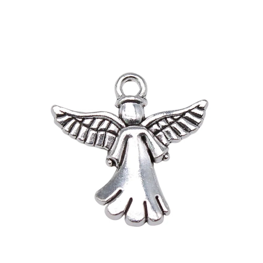 20x20mm 1.8g Antique Silver Zinc Alloy Angel Figure Charm Pendant for DIY Necklace Bracelet Making