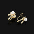 Elegant Luxury Gold Alloy Knotted Pearl Spiral Stud & Clip On No Piercing Statement Earrings