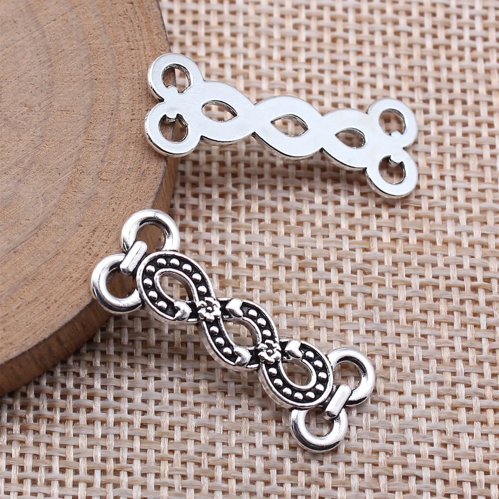 30x11mm 1.5g Antique Silver Zinc Alloy Four Hole Body Chain Connector Charm for Waist Chain Jewelry