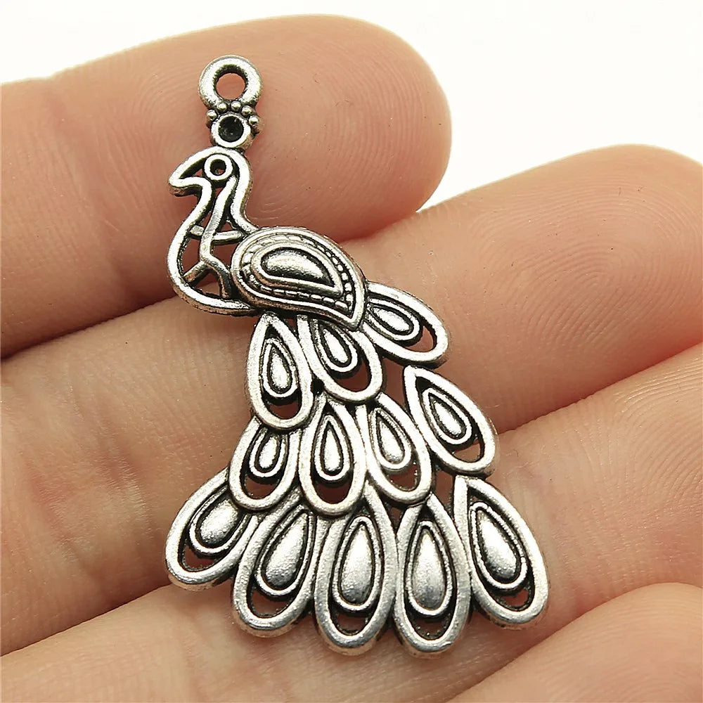 43x24mm 3.6g Multi Color Zinc Alloy Peacock Charm Pendant for DIY Necklace Bracelet Making