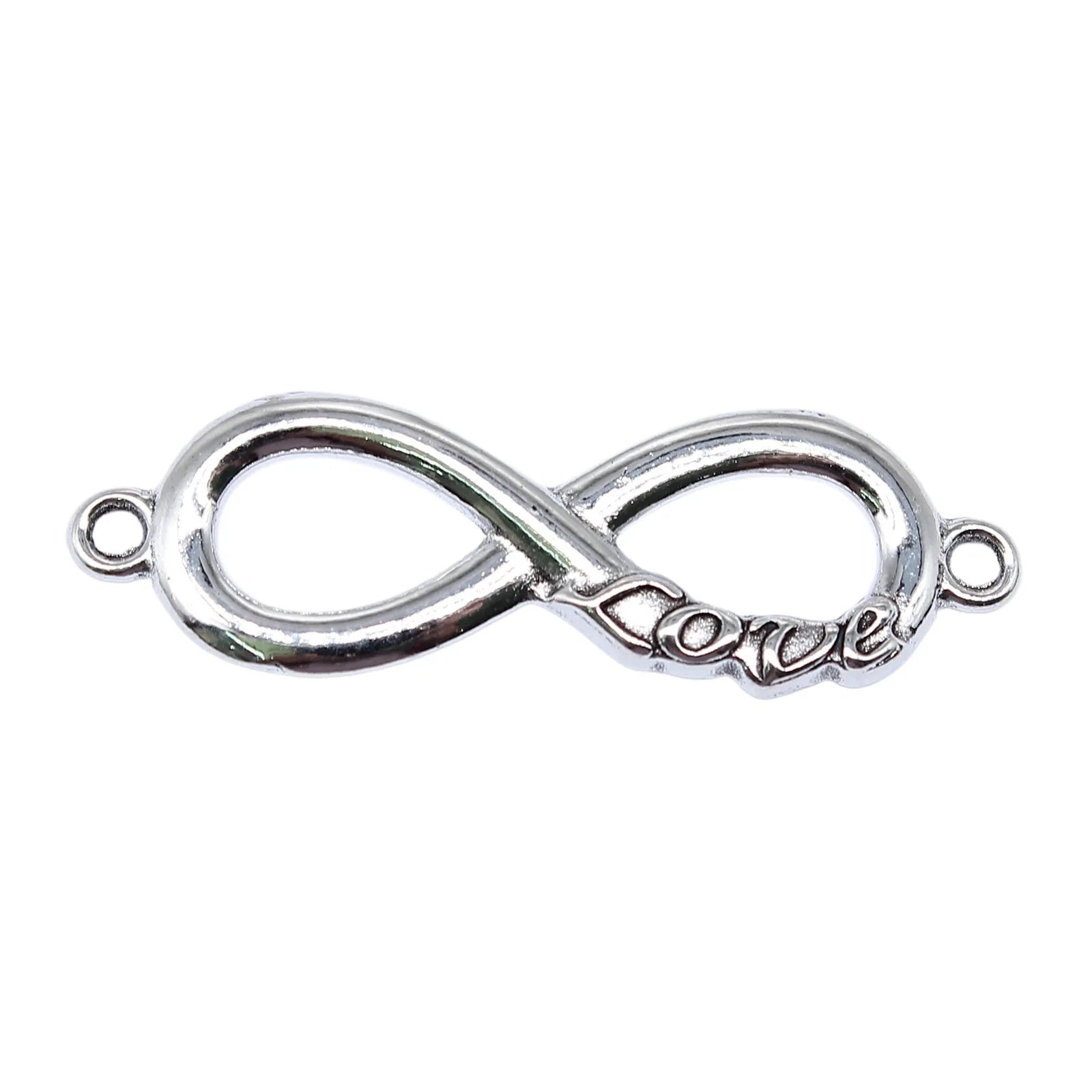40x13mm 2.9g Antique Silver Zinc Alloy LOVE Infinity Symbol Connector Charm for DIY Bracelet Making