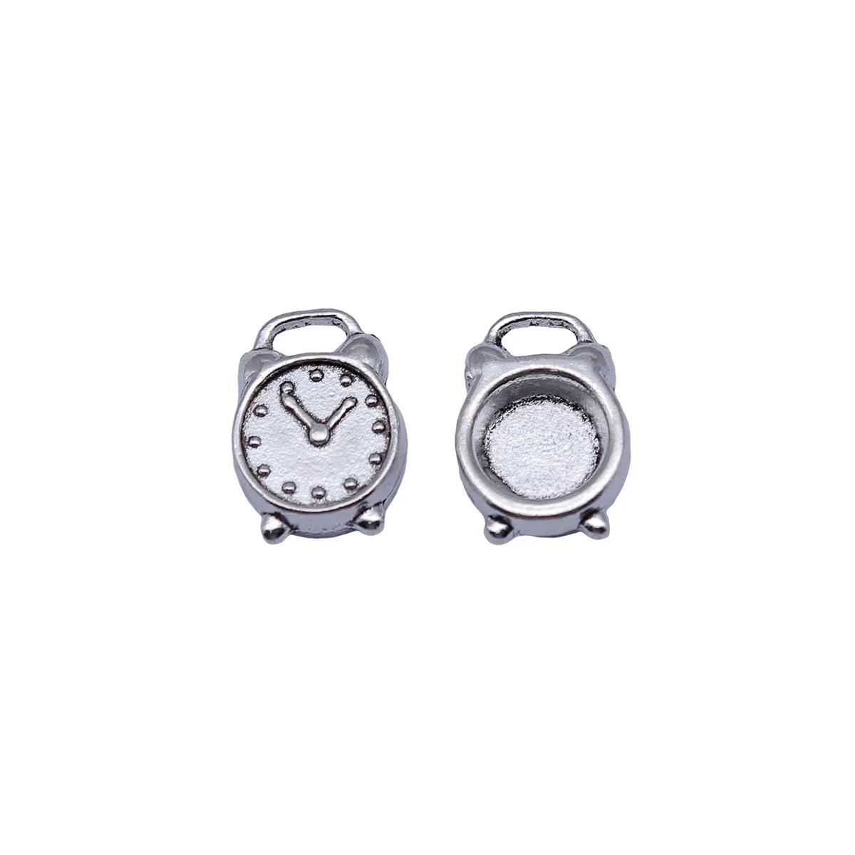 13x9.5mm 1.05g Antique Silver Zinc Alloy Alarm Clock Charm Pendant for DIY Necklace Bracelet Making