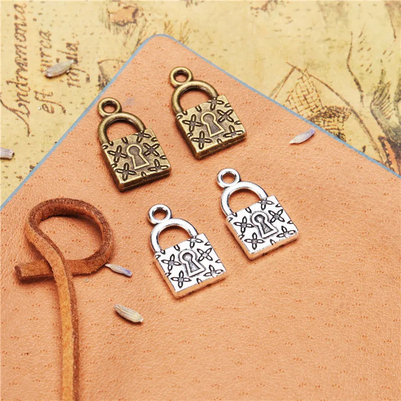 18x10MM Antique Silver Zinc Alloy Padlock Charm Pendant for DIY Necklace Bracelet Jewelry Making