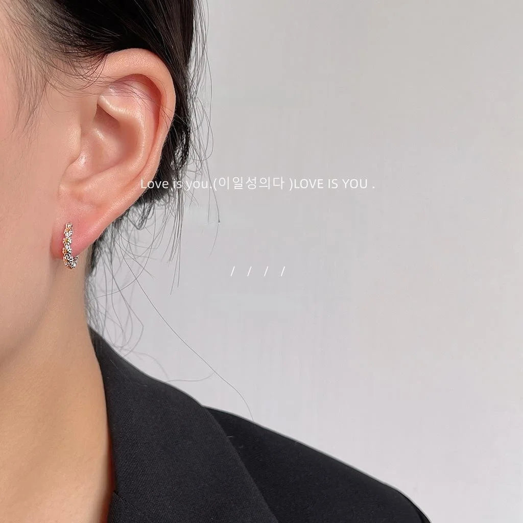 Forest Style Silver Daisy Round Copper Hoop Earrings For Daily Commute