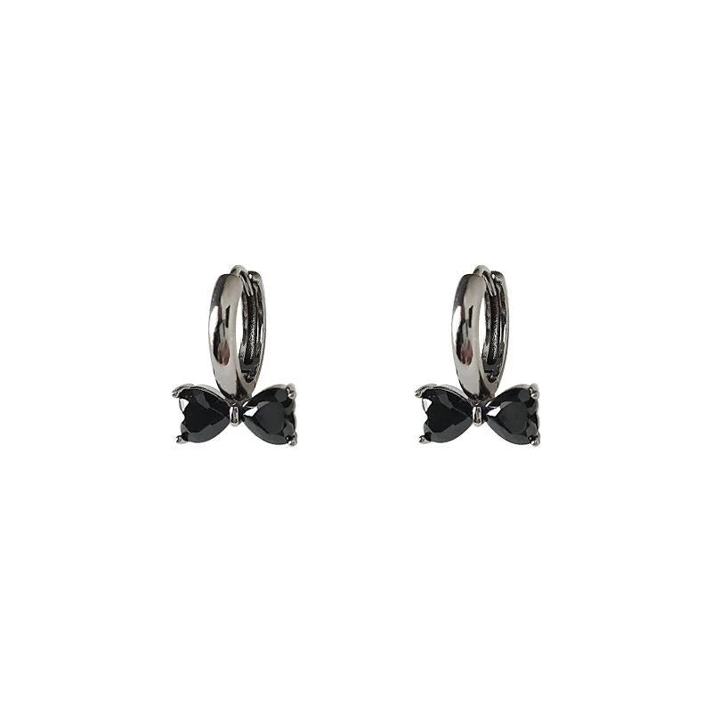 Dark Lolita Zircon Bow Copper Drop Earrings Sweet Cool Gothic Jewelry For Women