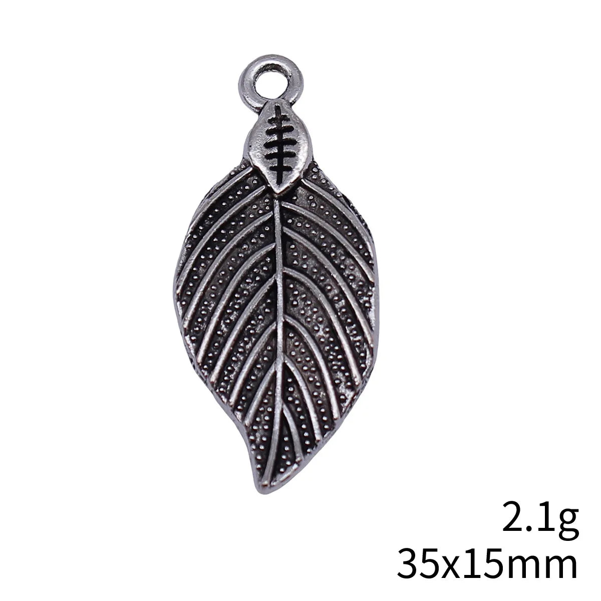 35x15mm 2.1g Antique Silver Zinc Alloy Leaf Charm Pendant for DIY Necklace Bracelet Making
