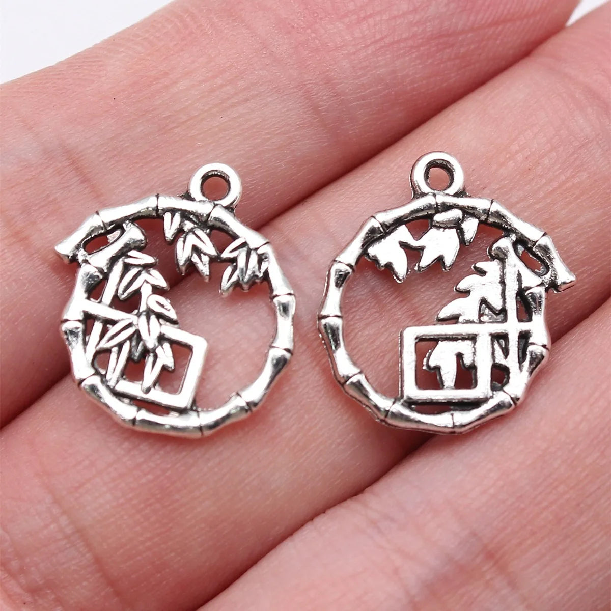 17x18mm 1g Antique Silver Zinc Alloy Bamboo House Charm Pendant for DIY Necklace Bracelet Making