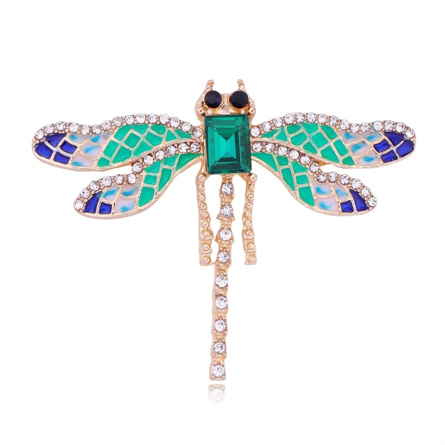 Elegant Dragonfly Brooch With Rhinestone And Enamel Wings, Alloy Lapel Pin Corsage For Women's Suit Gift