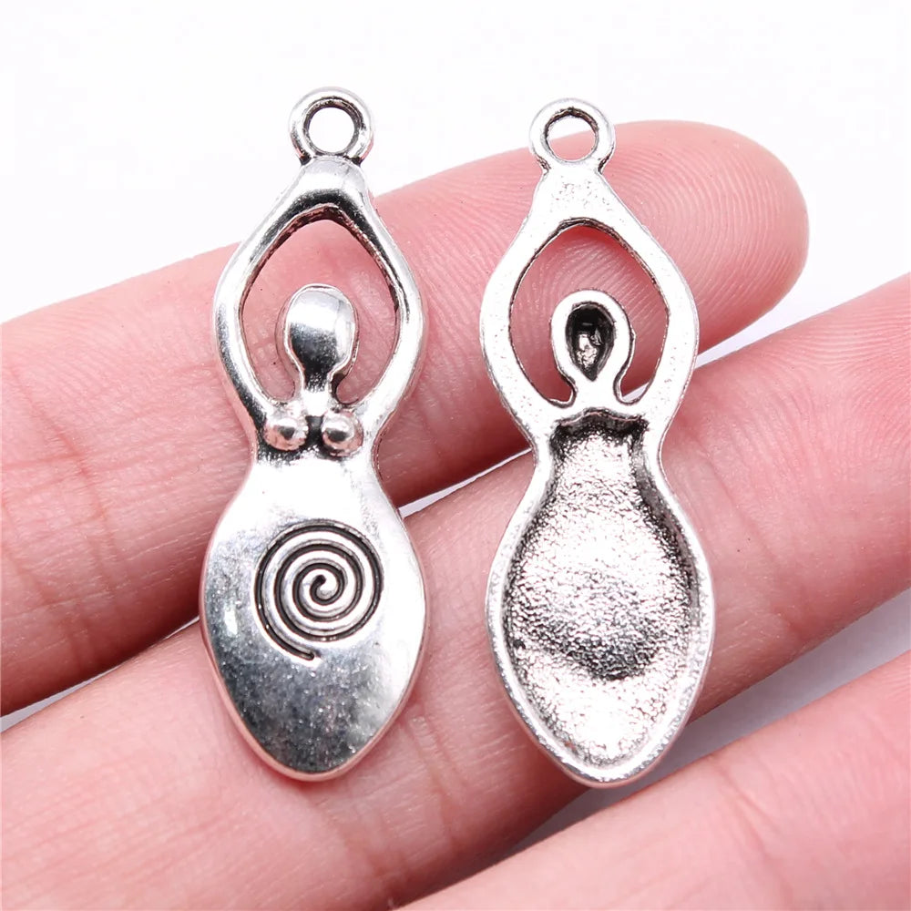 39x13mm 3g Antique Silver Zinc Alloy Fertility Goddess Mother Charm Pendant for DIY Necklace Making