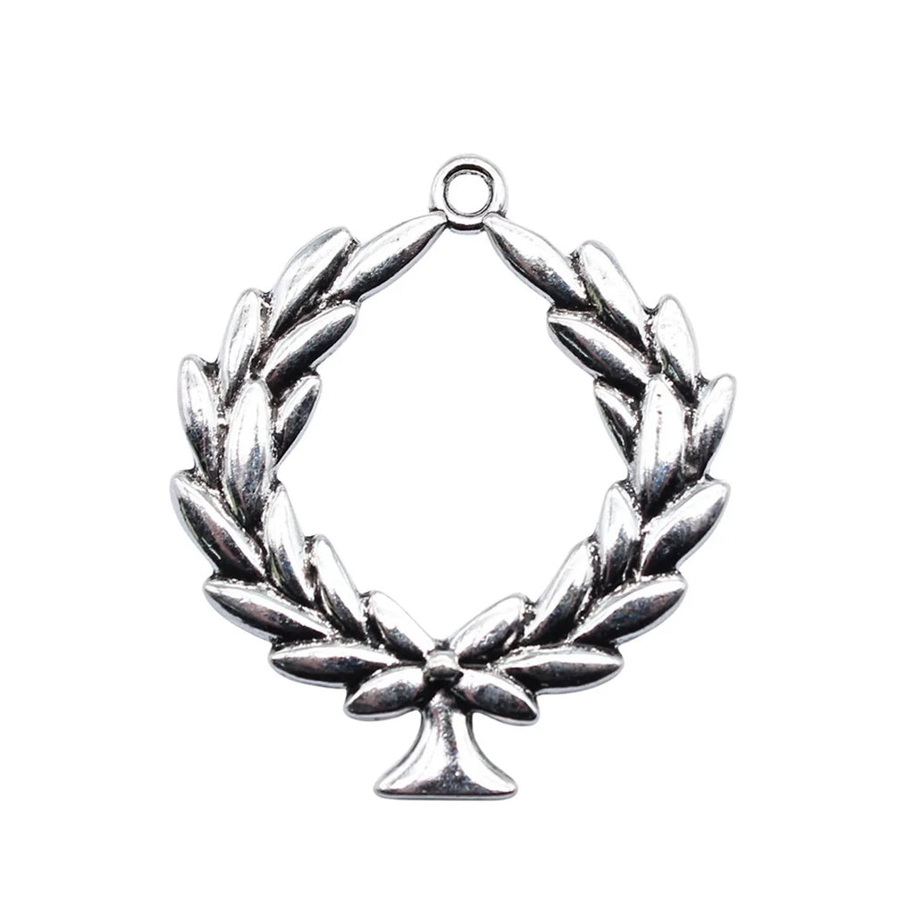38x38mm 4.9g Antique Silver Zinc Alloy Olive Branch Charm Pendant for DIY Necklace Bracelet Making