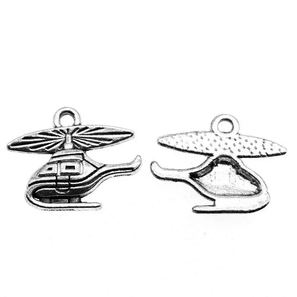 15x19mm 0.8g Antique Silver Zinc Alloy Helicopter Charm Pendant for DIY Necklace Bracelet Making