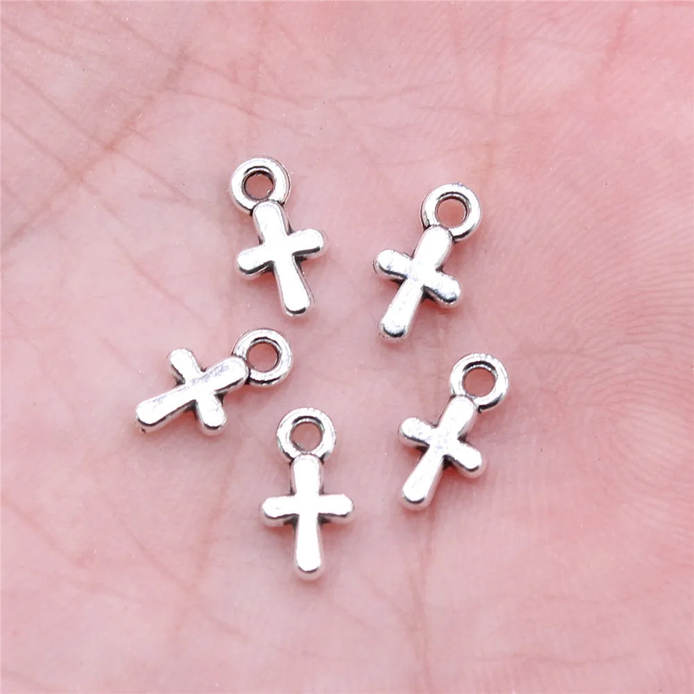 10x6mm 0.23g Multi Color Zinc Alloy Mini Cross Charm Pendant for DIY Bracelet Necklace Jewelry Making