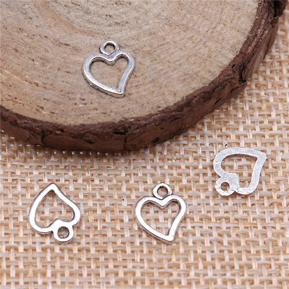 10x8mm 0.2g Multicolor Zinc Alloy Small Heart Charm Pendant for DIY Bracelet Necklace Making