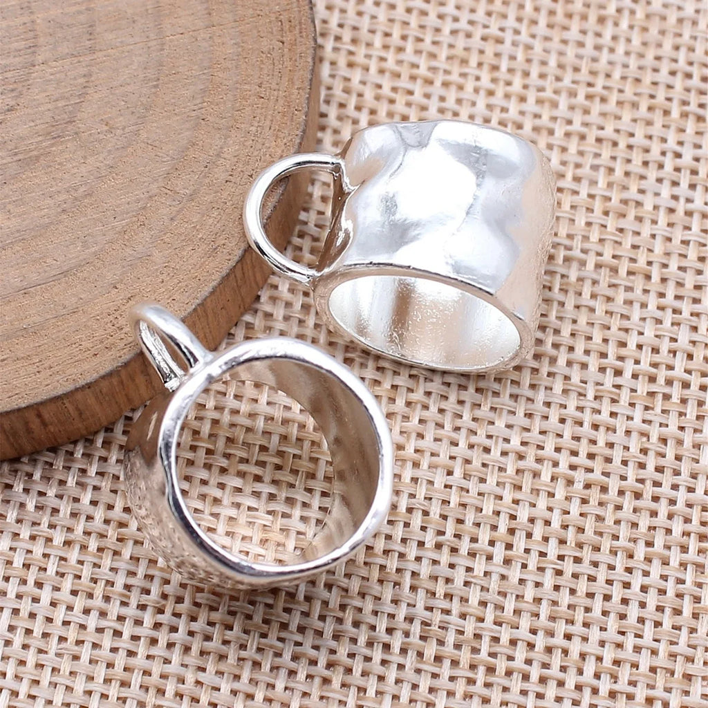 24x17x14mm 5.6g Bright Silver Zinc Alloy Hammered Scarf Buckle Jewelry Finding for DIY Scarf Accessories