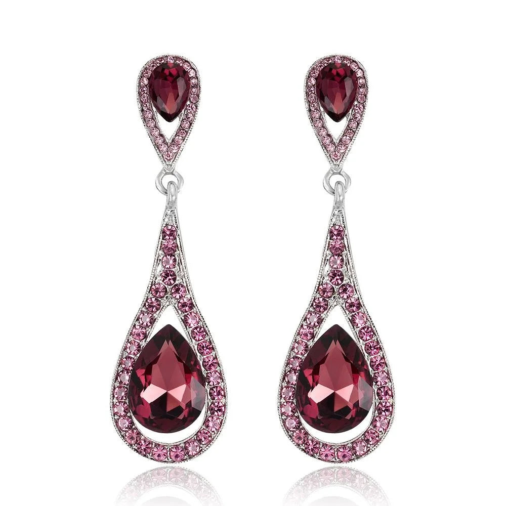 Luxury Bridal Teardrop Rhinestone Crystal Long Dangle Earrings For Women Wedding Party Banquet Gift
