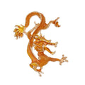 Elegant Gold Alloy Enamel Dragon Brooch, Zodiac Dragon Lapel Pin For Coat Suit Accessory Gift