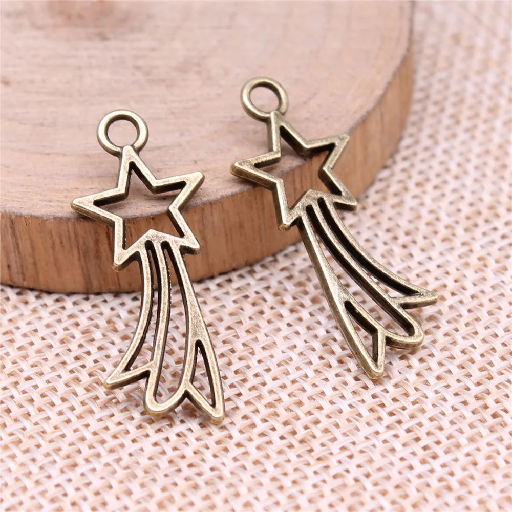 30x12mm 1.3g Multicolor Zinc Alloy Five-Point Star Comet Charm Pendant for DIY Jewelry Making