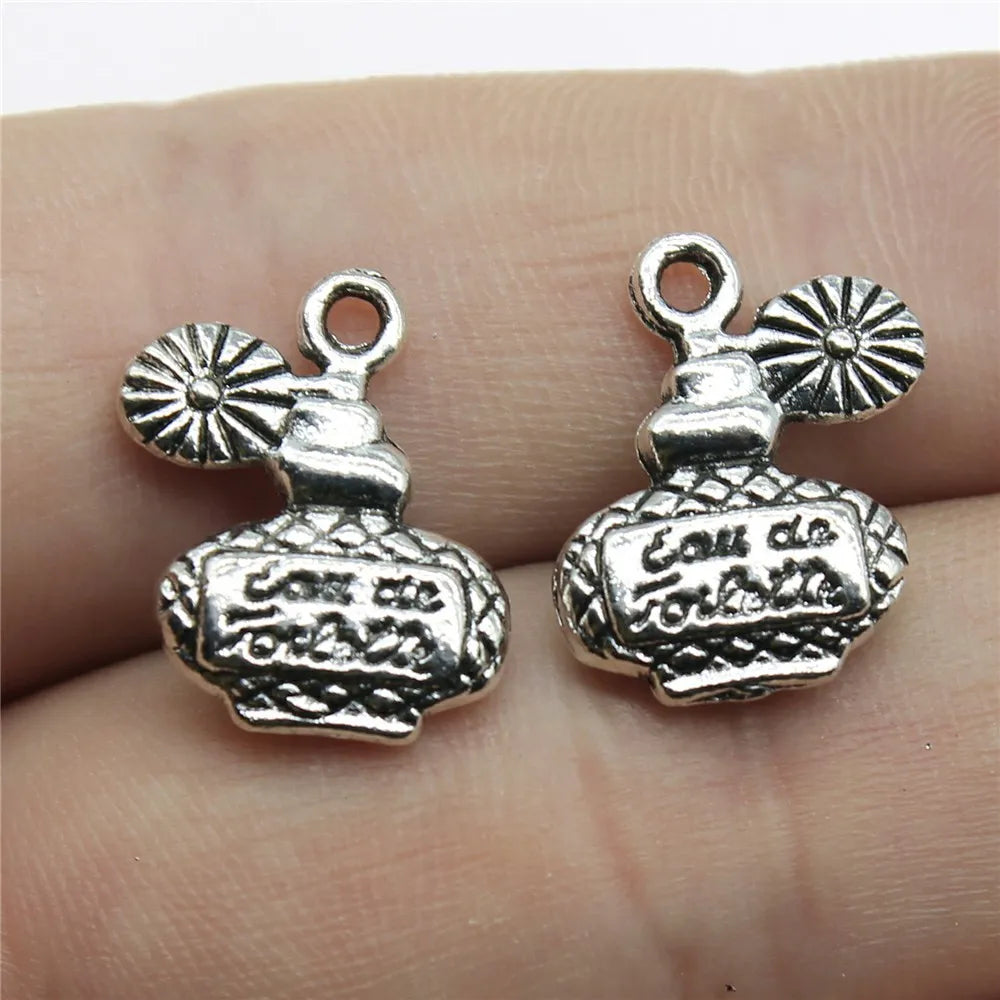 17x12mm 2g Antique Silver Zinc Alloy Perfume Bottle Charm Pendant for DIY Jewelry Making