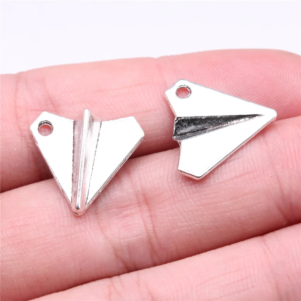 18x17mm 1.7g Multicolor Zinc Alloy Paper Airplane Charm Pendant for DIY Travel Jewelry Making