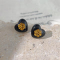 Designer Black Resin Heart Stud Earrings, Minimalist Style Commuter Jewelry