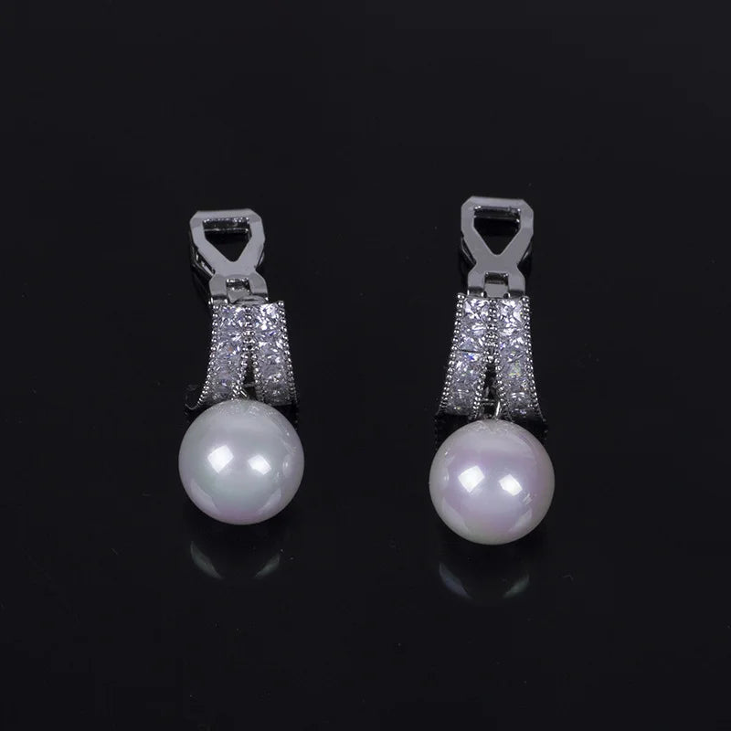 Elegant Geometric Curved Square Zircon Bar With Pearl Drop Stud & Clip On No Piercing Luxury Earrings