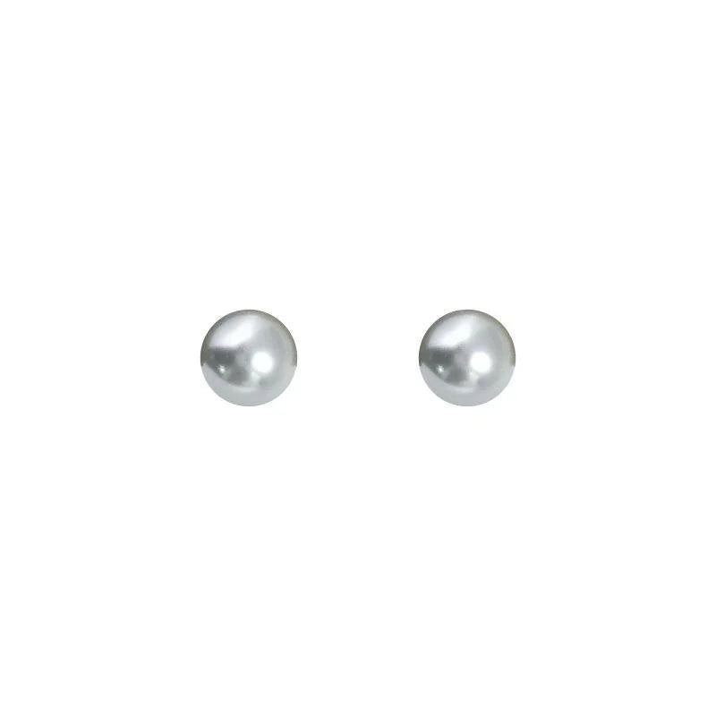 Elegant Gray Faux Pearl Stud Earrings Silver Plated Pin Minimalist Round Fashion Jewelry