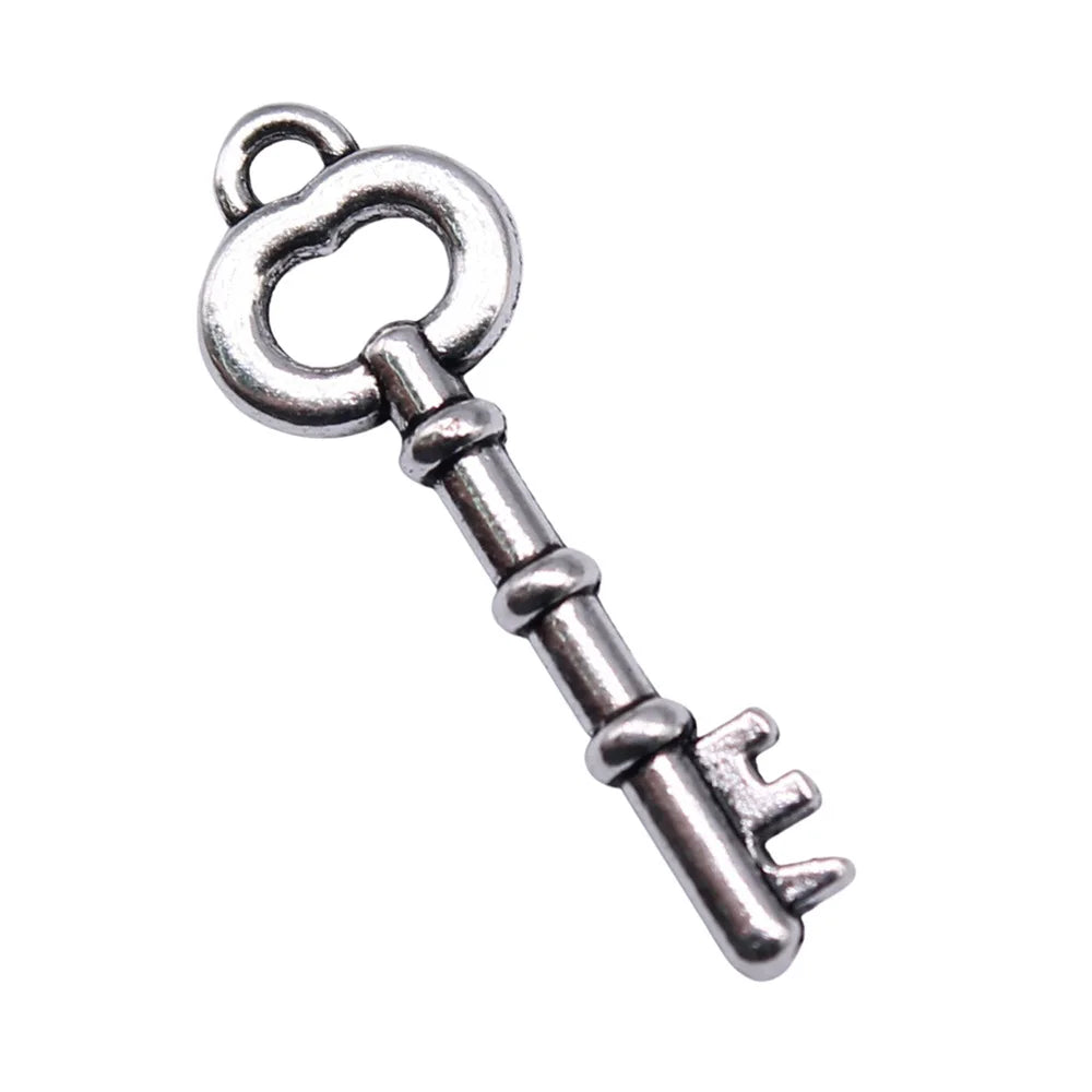 26x9mm 1g Multicolor Zinc Alloy Key Charm Pendant for DIY Bracelet Necklace Jewelry Making