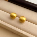 Premium Minimalist Matte Brushed Copper Half Circle Geometric Stud Earrings