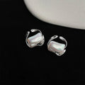 Sweet Cool Geometric Square Candy Pearl Stud Earrings, High Gloss Pearl Luxury Commuter Jewelry