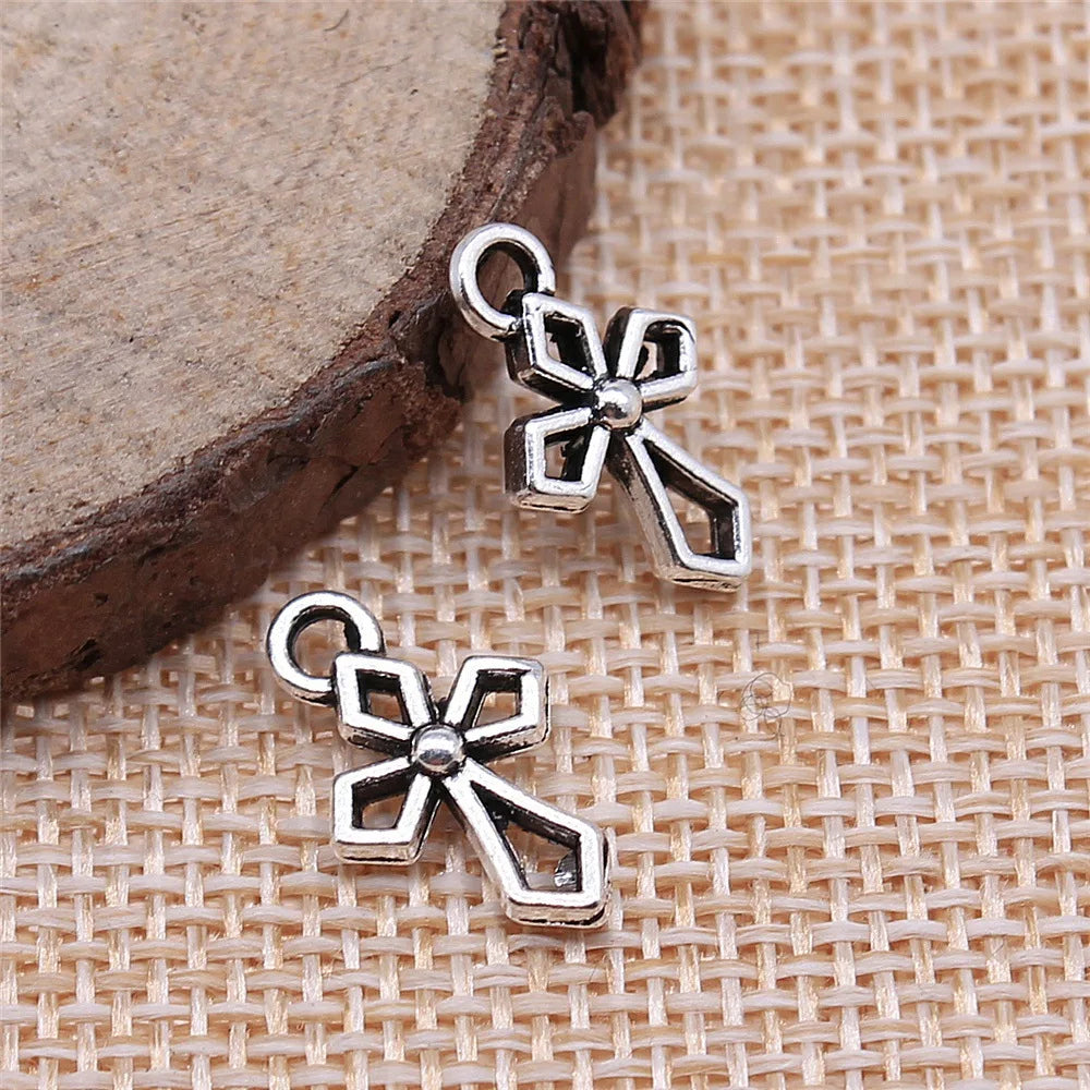 16x10mm 0.7g Antique Silver Zinc Alloy Small Cross Charm Pendant for DIY Necklace Bracelet Making