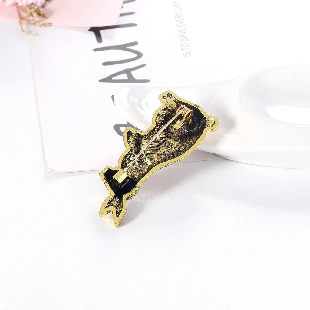 Vintage Antique Gold Alloy Rabbit Brooch, Textured Bunny Lapel Pin For Women Suit Accessory Gift