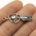 39x13mm 2.2g Antique Silver Zinc Alloy Arrow Through Heart Connector Charm for DIY Bracelet