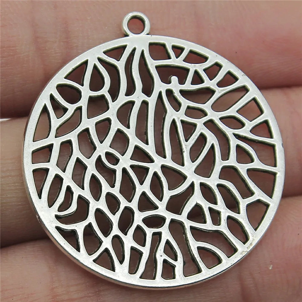 35x38mm 5.3g Multicolor Zinc Alloy Geometric Flower Filigree Charm Pendant for DIY Jewelry Making