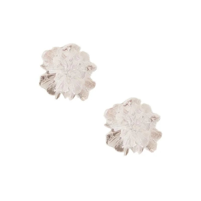 Transparent Resin 3D Flower Stud Earrings For Women, Minimalist Trendy Floral Jewelry