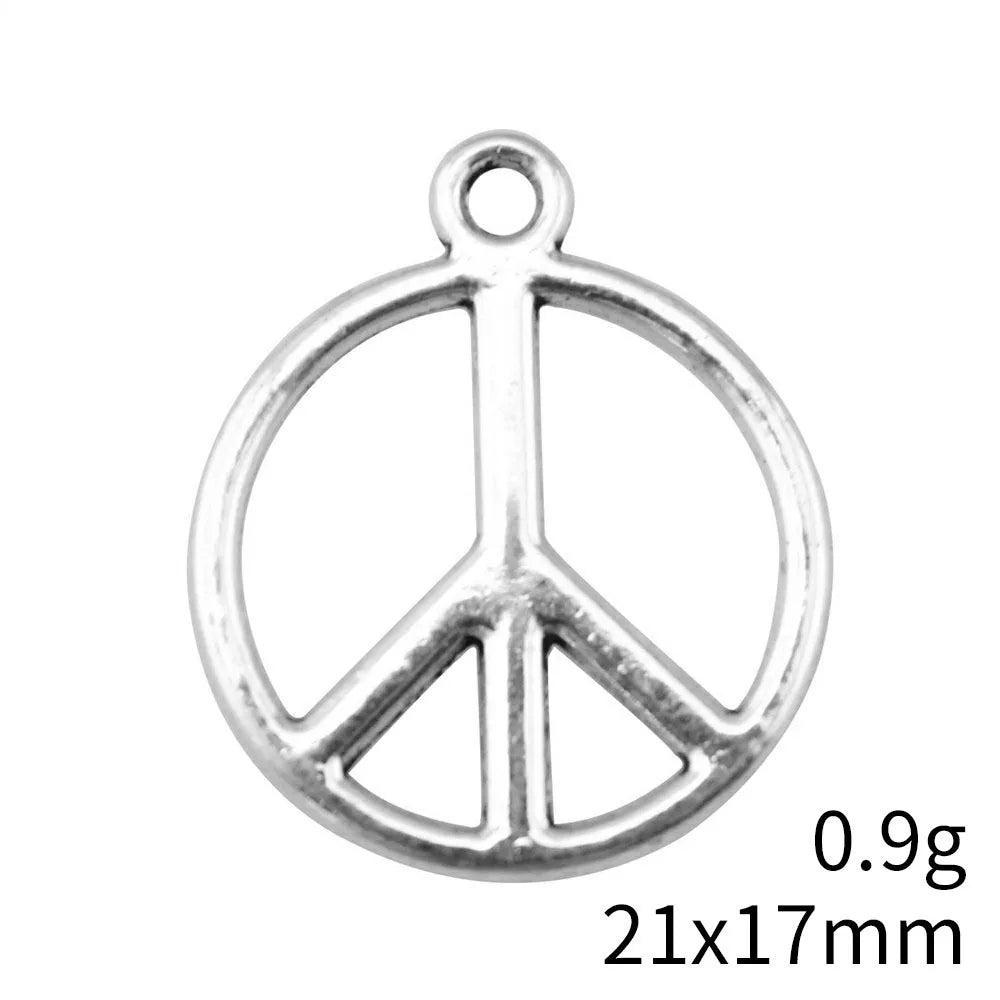21x17mm 0.9g Antique Silver Zinc Alloy Peace Symbol Charm Pendant for DIY Necklace Bracelet Making