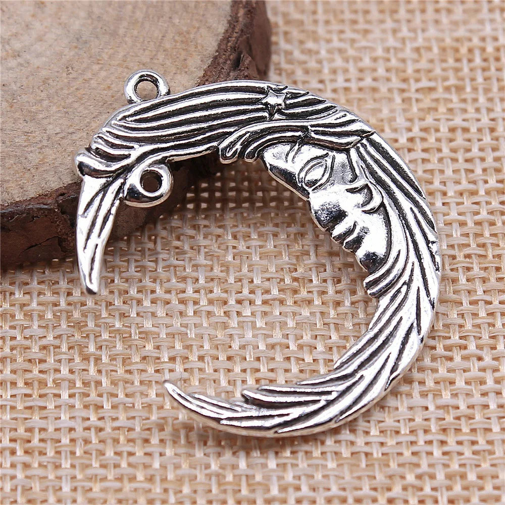 38x32mm 6.5g Zinc Alloy Moon Connector Charm Pendant for Necklace Bracelet Earring DIY Jewelry