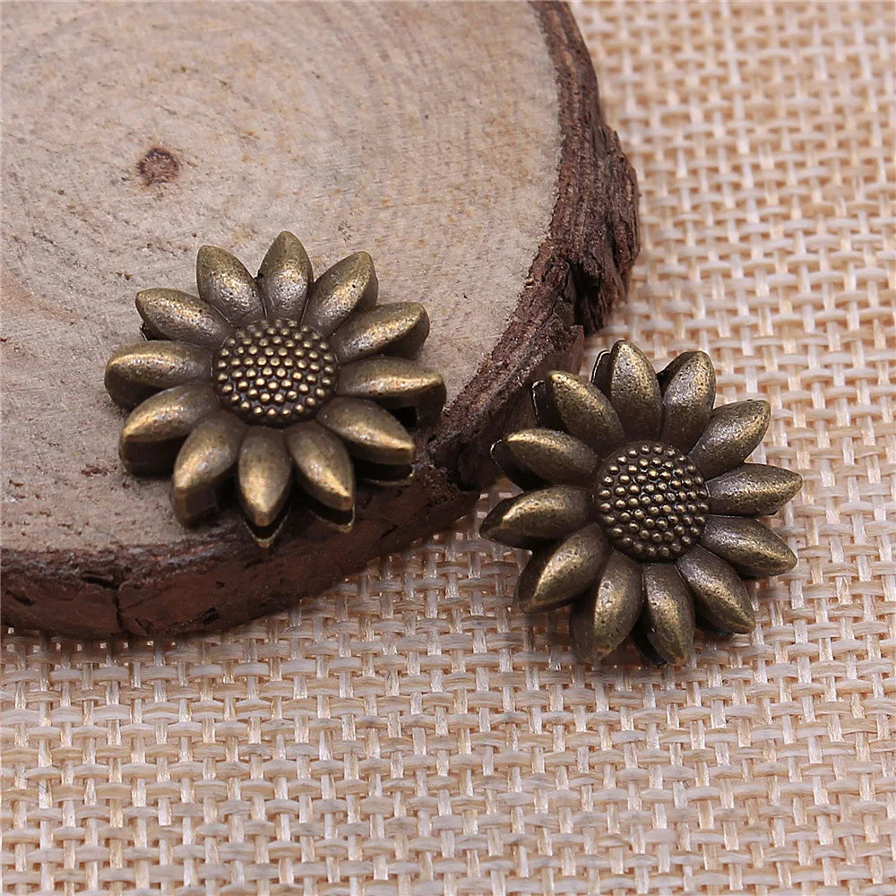 19x19x5mm 3.2g Multicolor Zinc Alloy Sunflower Loose Metal Beads for Bracelet Jewelry Making