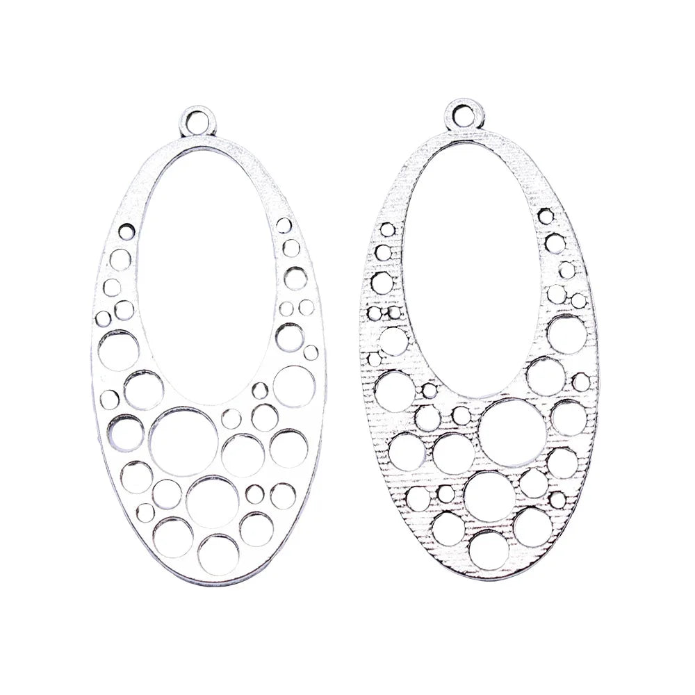 23x47mm 2g Antique Silver Zinc Alloy Multi Hole Earring Connector Charms for DIY Earring Making