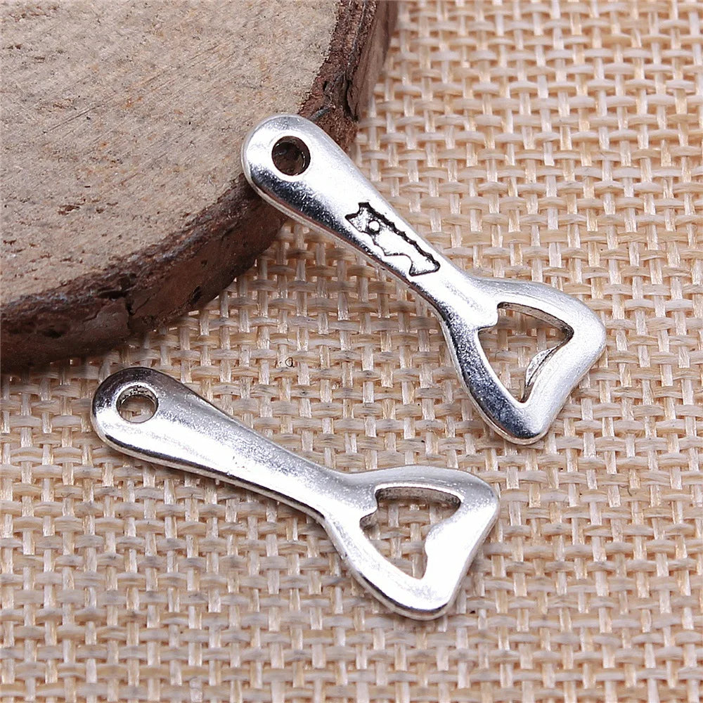 11x27mm 1.3g Antique Silver Zinc Alloy Bottle Opener Charm Pendant for DIY Jewelry Making