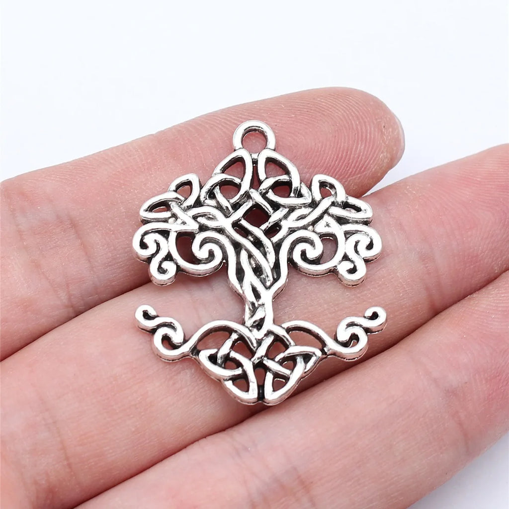 32x27mm 3.6g Antique Silver Zinc Alloy Skull Celtic Knot Tree of Life Charm Pendant for DIY Jewelry